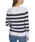 Women's Striped Button-Cuff Crewneck Sweater