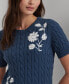 Фото #3 товара Women's Embroidered Cable-Knit Sweater