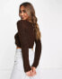 Фото #4 товара ASOS DESIGN knitted top in rib with ruched front in brown