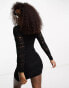 Stradivarius crochet mini dress in black