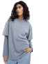 Фото #1 товара ASOS DESIGN double layer oversized t-shirt in washed grey