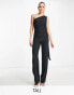 Vesper Tall one drape shoulder jumpsuit in black