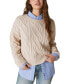 ფოტო #1 პროდუქტის Women's Cable-Knit Crewneck Sweater