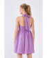 Women's Ruched Halter Neck Flounce Dress