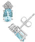 ფოტო #1 პროდუქტის Aquamarine (3/4 ct.t.w) and Diamond (1/8 ct.t.w) Stud Earrings in 14K White Gold
