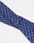 ASOS DESIGN slim tie with rugby pattern in navy