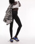 Topshop Petite full length heavyweight legging with deep waistband in black Черный, 38 - фото #3