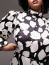 Topshop Curve bell sleeve printed mini dress in multi