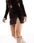 Фото #1 товара ASOS DESIGN co-ord velvet mini skirt with split in chocolate