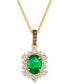 Фото #1 товара Le Vian costa Smeralda Emeralds (7/8 ct. t.w.) & Diamond (1/2 ct. t.w.) Halo Adjustable 20" Pendant Necklace in 14k Gold