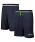 ფოტო #1 პროდუქტის Men's Navy Seattle Seahawks Cool Down Tri-Color Elastic Training Shorts