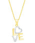 ფოტო #1 პროდუქტის Diamond "Love" 18" Pendant Necklace (1/6 ct. t.w.) in 14k Gold-Plated Sterling Silver
