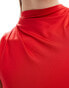 Фото #2 товара Stradivarius ruched detail slinky tank top in red