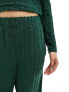 Pieces textured wide leg trousers co-ord in green