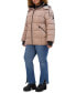 ფოტო #3 პროდუქტის Plus Size Faux-Fur-Trim Hooded Puffer Coat