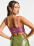 Фото #3 товара Collective the Label exclusive sequin crop top co-ord in hot pink