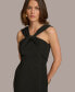 Фото #4 товара Donna Karan Women's Draped Twist-Neck Sleeveless Sheath Dress