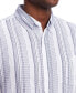 Men's Short Sleeve Cotton Shirt with Ticking Stripe