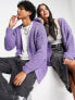 COLLUSION Unisex knitted textured boxy cardigan in purple