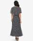 Women's Printed Jewel-Neck Cape-Overlay Dress