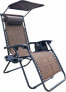 Фото #1 товара Saska Garden Fotel leżak ogrodowy składany z daszkiem i zagłówkiem brązowy