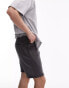 Topman classic fit jersey short with raw hem in charcoal