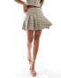 Kaiia pleated lowrise mini skirt co-ord in beige check