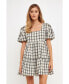 Фото #2 товара Women's Tweed Mini Gingham Dress