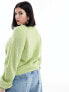 ASOS DESIGN Curve plated jumper with balloon sleeve in green