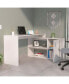 Dallas L-Shaped Home Office Desk, Two Shelves, Single Door Cabinet Белый, Стандартный - фото #3