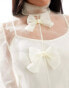 Фото #3 товара ASOS LUXE Curve organza long sleeve top with bow detail and cami in ivory