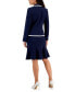 ფოტო #2 პროდუქტის Women's Trimmed One-Button Skirt Suit, Regular and Petite Sizes