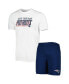 ფოტო #2 პროდუქტის Men's Navy, White New England Patriots Downfield T-shirt and Shorts Sleep Set