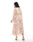 Forever New Curve ruched pleated midaxi dress in pink floral