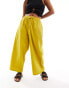 ASOS DESIGN Petite pull on barrel leg trouser with linen in chartreuse