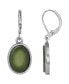 ფოტო #1 პროდუქტის Silver-Tone Semi Precious Jade Oval Flat Drop Earrings