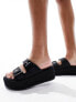 ASOS DESIGN Taxon buckle flatform mule sandals in black