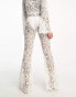 ASOS DESIGN wide leg crochet trouser co-ord in white