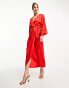 Фото #2 товара & Other Stories wrap midaxi dress in red