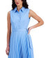 ფოტო #4 პროდუქტის Women's Belted Sunburst-Pleat Asymmetric-Hem Dress