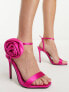 ASOS DESIGN Wide Fit Neva corsage barely there heeled sandals in pink