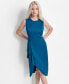 Women's Side-Ruffle Jewel-Neck Midi Dress