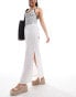 Фото #1 товара COLLUSION beach linen maxi skirt with bow in white