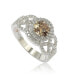 ფოტო #1 პროდუქტის Suzy Levian Sterling Silver Cubic Zirconia Braided Halo Brown Bridal Engagement Ring