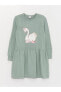 Фото #1 товара Платье для малышей LC WAIKIKI Длинное трикотажное платье с длинным рукавом, напечатанное на круглом воротнике