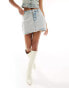 Simmi denim mini skirt co-ord with raw hem in light wash blue VERWASCHENES HELLBLAU, 34 - фото #1