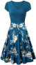 Фото #1 товара Yming Women's Short Sleeve Floral Dress Knee-Length Party Dresses V-Neck Midi Dress XS-3XL