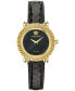 ფოტო #1 პროდუქტის Women's Swiss Greca Twist Black Leather Strap Watch 35mm