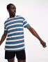 ASOS DESIGN relaxed t-shirt in teal & pink stripe