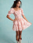 Фото #1 товара Miss Selfridge mini tiered corset dress in pink ditsy